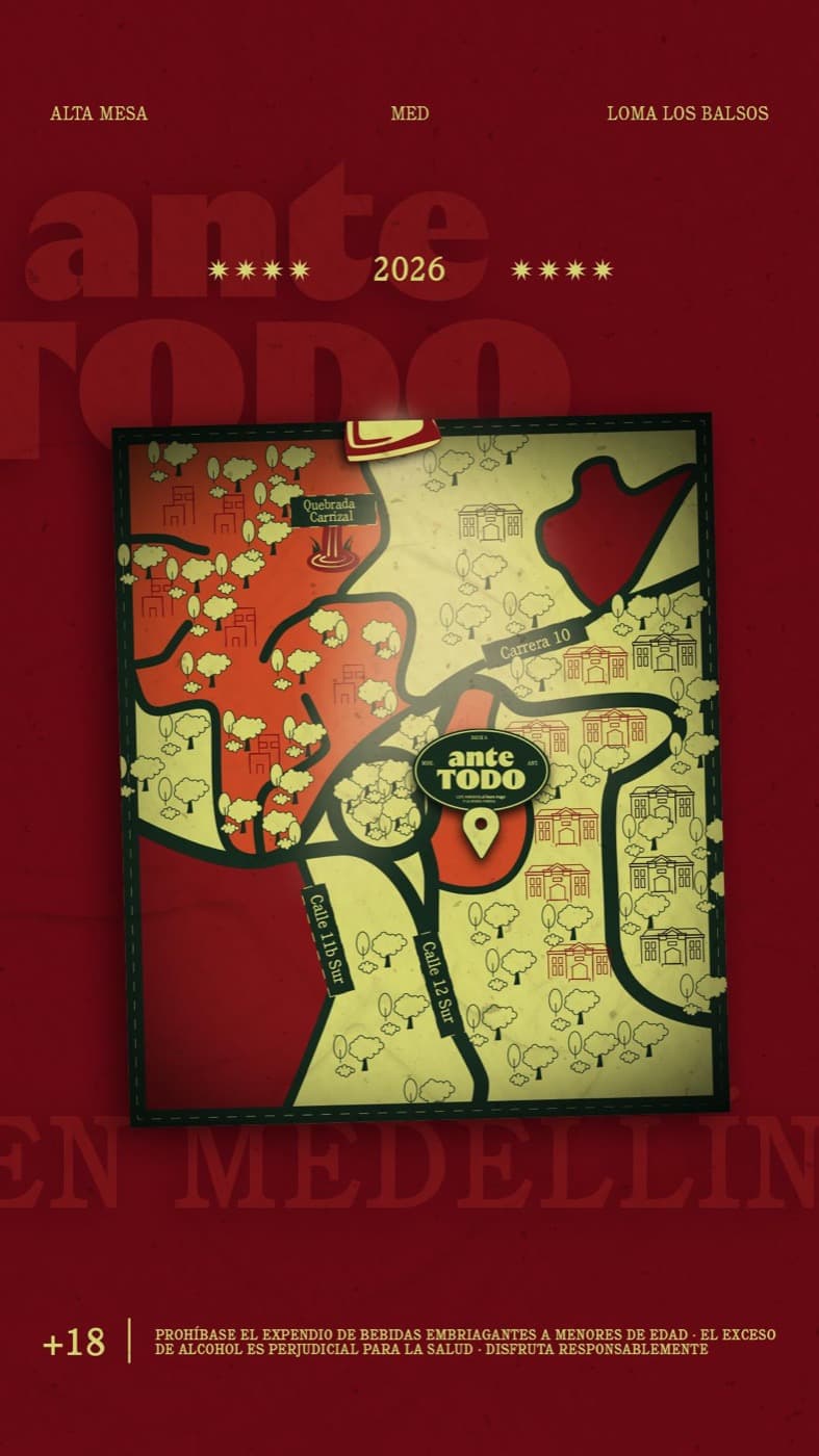 Mapa ilustrado de Ante Todo. Cl. 12 Sur #10-189, El Poblado, Medellín, Colombia